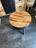 Industriele salontafel hout metaal, Ophalen, 50 tot 100 cm, Rond, Zo goed als nieuw