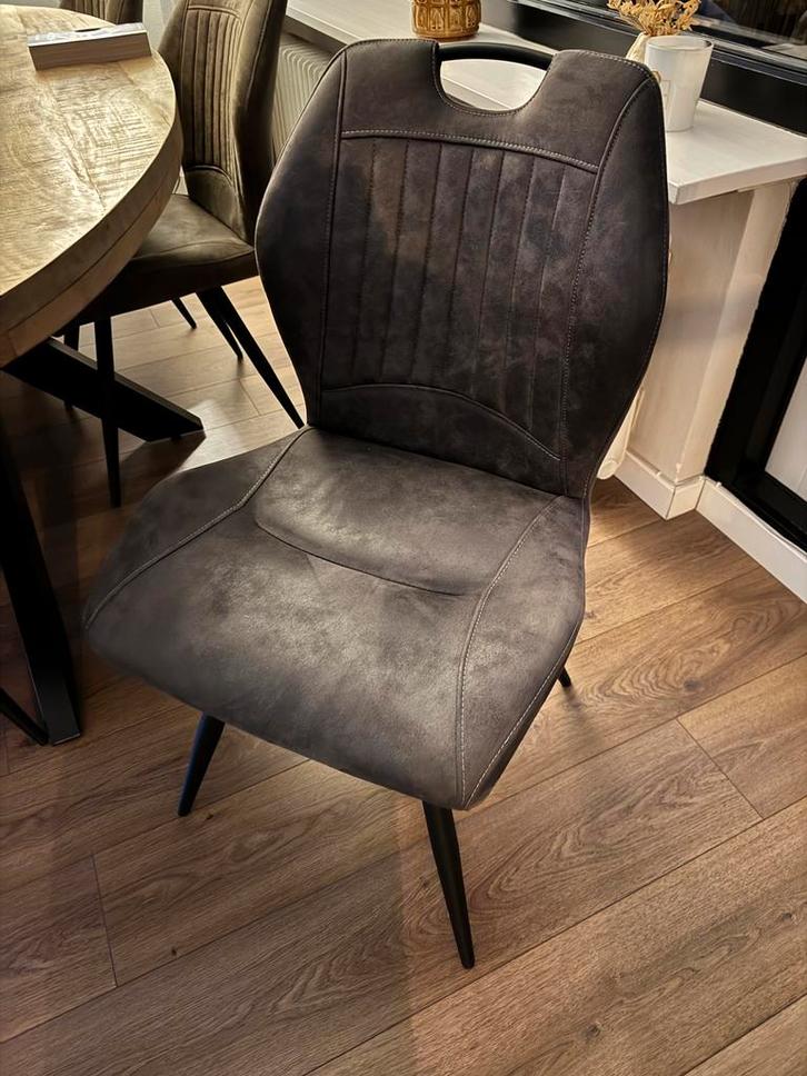 6 eetkamerstoelen - 2 antraciet - 4 groen, Huis en Inrichting, Stoelen, Zo goed als nieuw, Vijf, Zes of meer stoelen, Overige kleuren