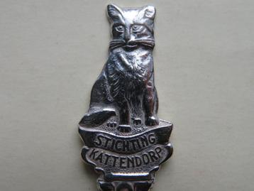 Verzilverd lepeltje Stichting Kattendorp Harfsen poes / kat beschikbaar voor biedingen