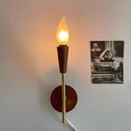 teak messing vintage LAMP Scandinavisch Mid Century Design, Huis en Inrichting, Lampen | Wandlampen, Metaal, Gebruikt, Ophalen of Verzenden