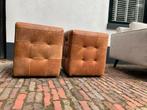 Zeer mooie lederen hockers/poefen, Ophalen, Leer, Zo goed als nieuw, Rechthoekig