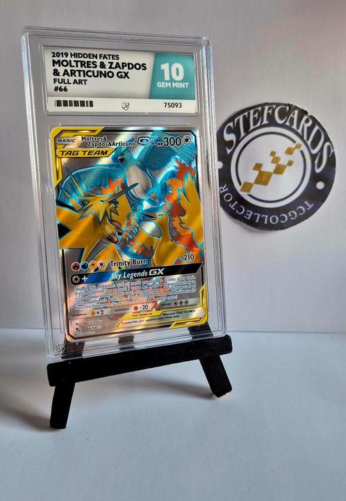 Moltres Zapdos Articuno gx 66 - hidden fates Ace 10, Hobby en Vrije tijd, Verzamelkaartspellen | Pokémon, Zo goed als nieuw, Losse kaart