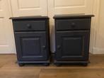 2 houten nachtkastjes geschuurd effect, Huis en Inrichting, Slaapkamer | Nachtkastjes, Ophalen, Gebruikt, Minder dan 45 cm, 55 tot 70 cm