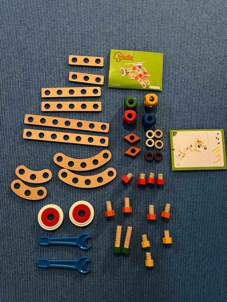 Baufix Houten Constructie Set - 3 Voertuigen, Kinderen en Baby's, Speelgoed | Bouwstenen, Gebruikt, Overige merken, Ophalen of Verzenden