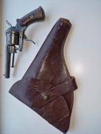Antieke Penvuurrevolver met leren holster, Ophalen of Verzenden