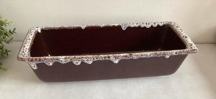 Jasba Hot Pot Vorm - Vintage Bruin Fat Lava 34,5x13,5 cm, Antiek en Kunst, Antiek | Keramiek en Aardewerk, Ophalen of Verzenden