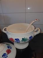 Boch boerenbont soep terrine met soeplepel, Ophalen, Aardewerk, Boerenbont, Schaal of Schalen