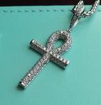 Ankh kruis hanger met cubic zirkonia, Overige materialen, Verzenden, Zo goed als nieuw, Zilver
