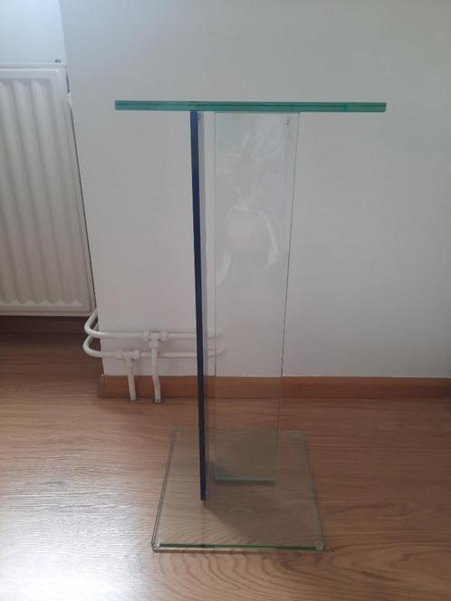 Helderr glazen bijzettafel, Huis en Inrichting, Tafels | Bijzettafels, Zo goed als nieuw, Vierkant, 60 cm of meer, Minder dan 55 cm
