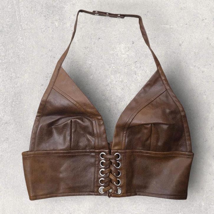 Rotate Bruin halter bustier Top 38 - Nieuw! Faux leather, Kleding | Dames, Tops, Nieuw, Maat 38/40 (M), Bruin, Zonder mouw, Verzenden