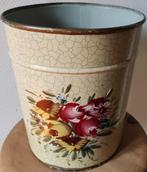 Antiek prullenbakje / afvalbakje met bloemenafbeelding, Antiek en Kunst, Curiosa en Brocante, Ophalen of Verzenden