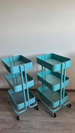 2x Ikea Raskog roltafel / trolley, mint groen / turquoise,, Ophalen, Zo goed als nieuw