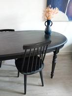 Ovale Eettafel / Bureau - Donker Zwart Hout, Huis en Inrichting, Tafels | Eettafels, Ophalen, Gebruikt, 50 tot 100 cm, Landelijk