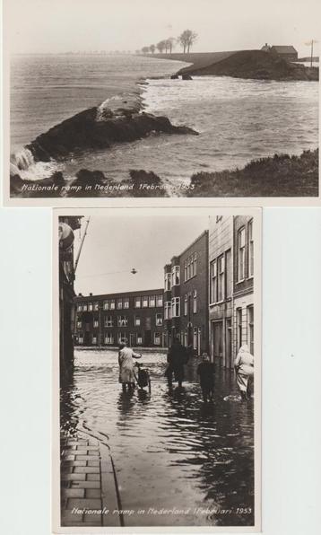 Watersnood 1953 - 2 ansichtkaarten - omschrijving beschikbaar voor biedingen