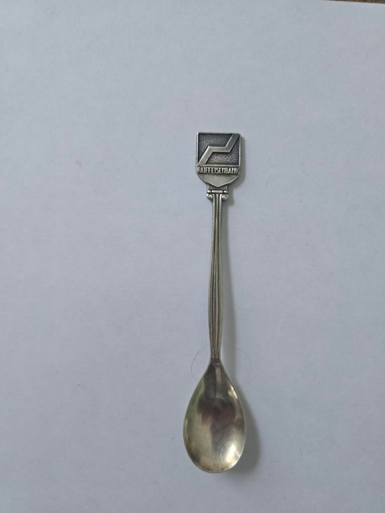 Raiffeisenbank theelepeltje - verzilverd, Antiek en Kunst, Ophalen of Verzenden