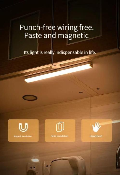Draadloze oplaadbare LED lamp met bewegingssensor (30 cm), Huis en Inrichting, Lampen | Wandlampen, Nieuw, Kunststof, Ophalen
