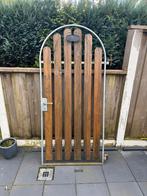 Houten Poortdeur met Metalen Frame, Ophalen, Met poort, Gebruikt, Tuinhek