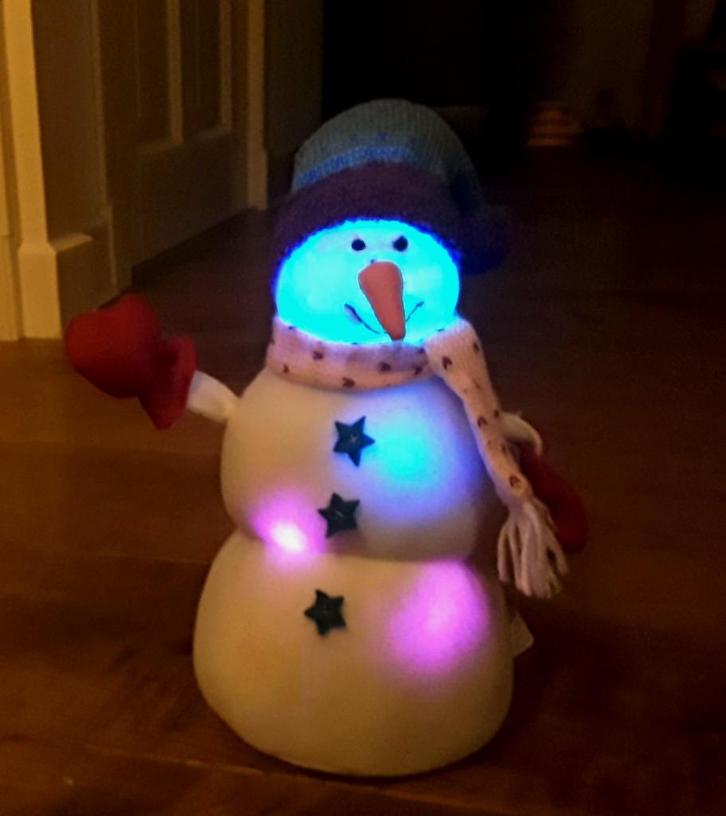 Sneeuwpop - sneeuwman - met verlichting - kerstverlichting, Diversen, Kerst, Gebruikt, Ophalen of Verzenden