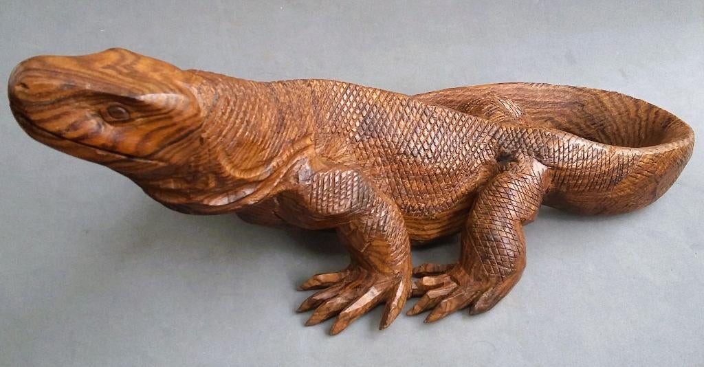 Tropisch Hardhout Komodo Varaan Beeld Sculptuur Indonesië, Antiek en Kunst, Ophalen of Verzenden