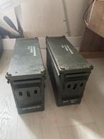 2 vintage oude munitiekisten donkergroen, Minder dan 50 cm, Minder dan 50 cm, Ophalen of Verzenden, Zo goed als nieuw