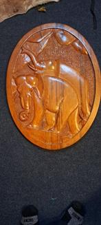 Antiek curiosa Massief ovaal houtsnijwerk, Ophalen of Verzenden