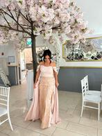 Elegante feestjurk / bruiloft jurk - beige met gouden detail, Maat 38/40 (M), Beige, Ophalen of Verzenden, Zo goed als nieuw