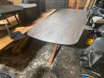 Tafel deens ovaal 200x100 noten bland blank hout matrix poot, Huis en Inrichting, Ophalen, 100 tot 150 cm, 200 cm of meer, Vijf personen of meer
