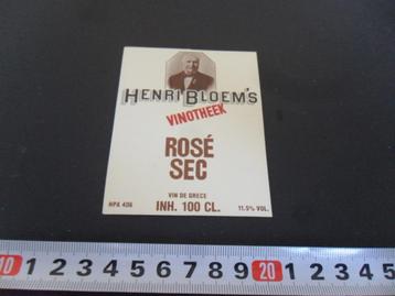 sticker HENRI BLOEM'S Vinotheek  Rosé Sec  XXH469 *  beschikbaar voor biedingen