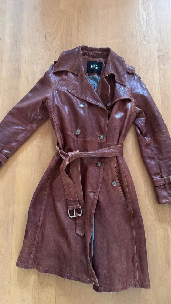 Dolce & Gabbana lams leren dames trenchcoat, Kleding | Dames, Jassen | Winter, Zo goed als nieuw, Maat 38/40 (M), Bruin, Ophalen of Verzenden