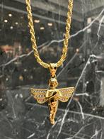 14k Gouden Rope Ketting met Engel Hanger, Ophalen of Verzenden