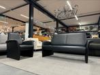 Als nieuw Pelle Divani Bank & Fauteuil zwart leer