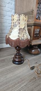 Vintage Schemerlamp met leren kap, Ophalen, Gebruikt, Vintage, Stof