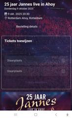 25 jaar Jannes, live in Ahoy. 2 veldkaarten voor 9 oktober, Tickets en Kaartjes