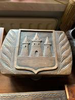 Antiek kistje bijouterie houtsnijwerk militarie, Ophalen of Verzenden