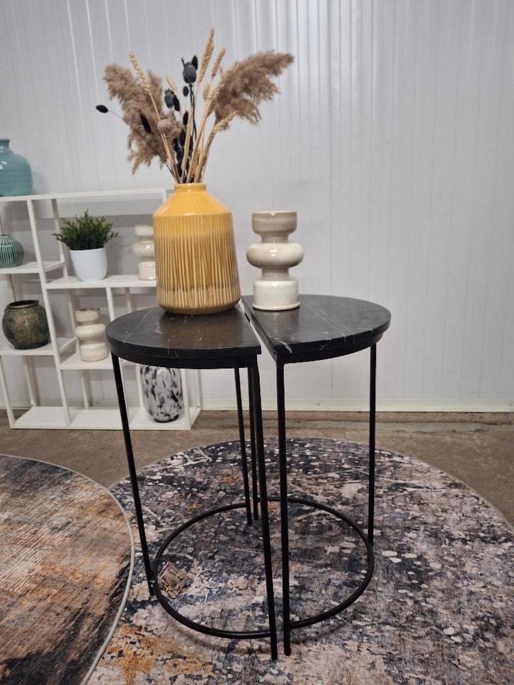 Salontafel,bijzettafel,nachtkastje,marmerblad,metalen poot, Huis en Inrichting, Tafels | Salontafels, Nieuw, Minder dan 50 cm