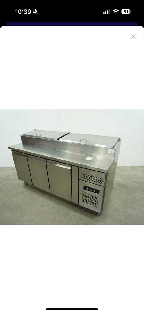 Koelwerkbank RVS met Opzetvitrine, Witgoed en Apparatuur, Koelkasten en IJskasten, Gebruikt, Ophalen of Verzenden