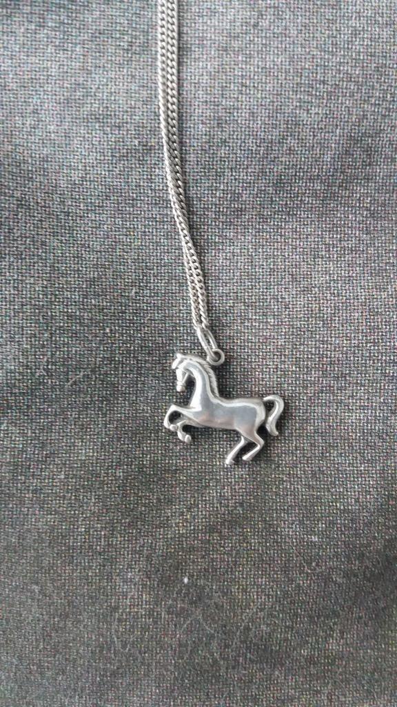 Kettinghanger steigerend paard zilver zgan, Sieraden, Tassen en Uiterlijk, Kettinghangers, Zo goed als nieuw, Zilver, Zilver, Dier