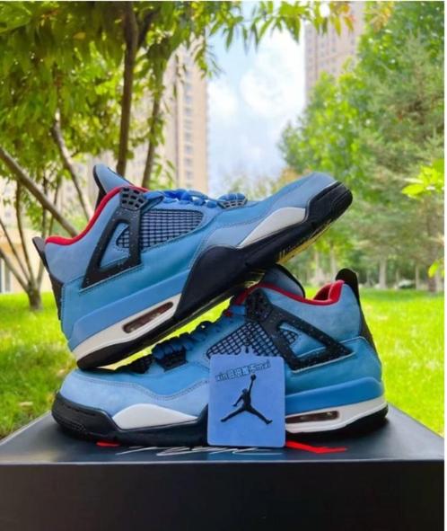 Travis Scott Cactus Jack x Jordan Air Jordan 4 trends helpen, Kleding | Heren, Schoenen, Nieuw, Sneakers of Gympen, Blauw, Ophalen of Verzenden
