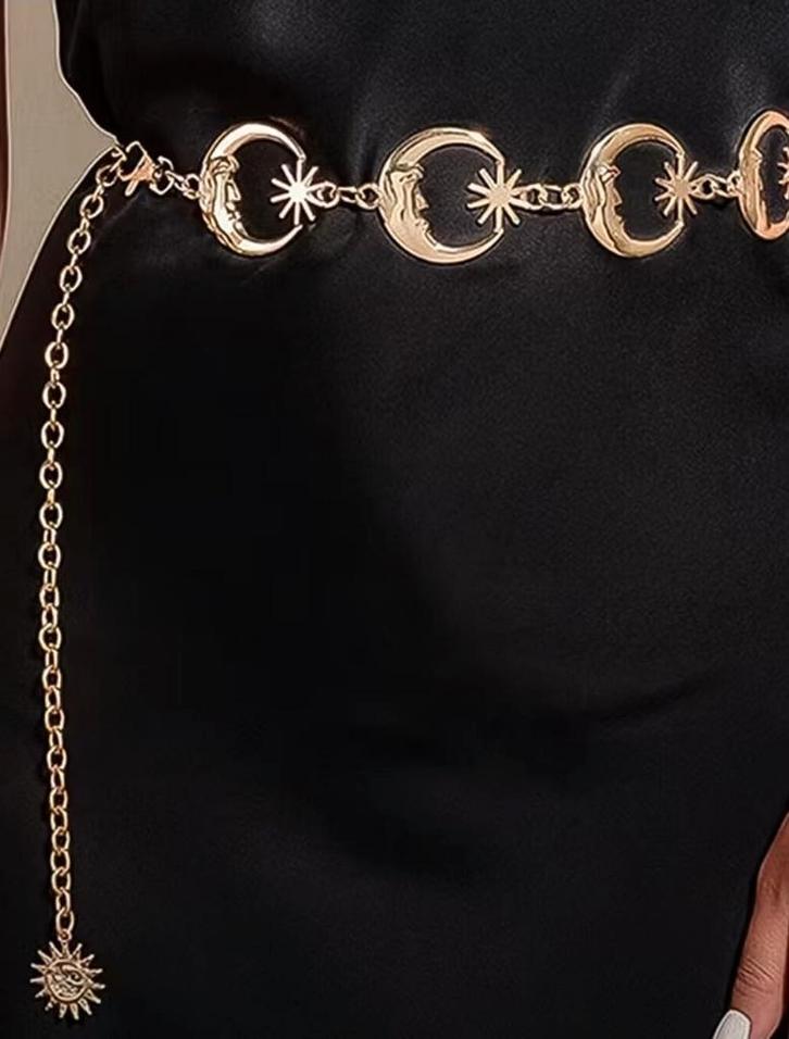Goudkleurige Maan & Zon Ketting Riem XS-M, Kleding | Dames, Riemen en Ceinturen, Nieuw, Tailleriem, Overige kleuren, Ophalen of Verzenden