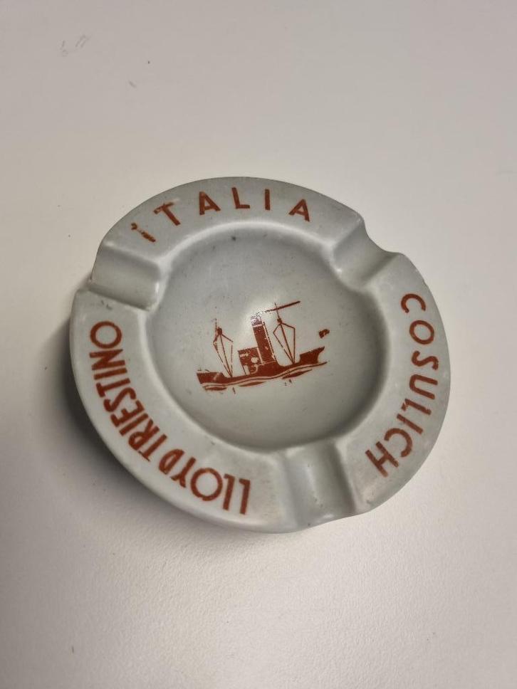 Asbak Cosulich Line 1930 retro brocante Italia, Verzamelen, Rookartikelen, Aanstekers en Luciferdoosjes, Gebruikt, Asbak, Ophalen