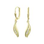 Gouden oorhangers met zirkonia - 14 karaat goud, Hangers, Met strass, Nieuw, Ophalen of Verzenden
