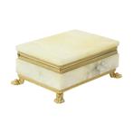 Vintage Juwelen Trinket Doosje Albast Leeuwenpootjes Goud, Ophalen of Verzenden