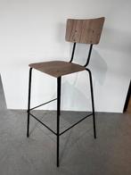Barkruk eiken met zwart stalen frame, Met voetsteun, 60 tot 90 cm, Nieuw, Ophalen of Verzenden
