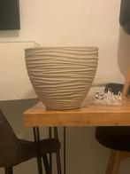 Mooie Beige japandi bloempot plantenbak, Rond, Ophalen of Verzenden, Zo goed als nieuw, Aardewerk