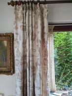 Roomkleurige gordijnen met bloemmotief en embrasses, Huis en Inrichting, Crème, 200 cm of meer, Ophalen of Verzenden, 200 cm of meer