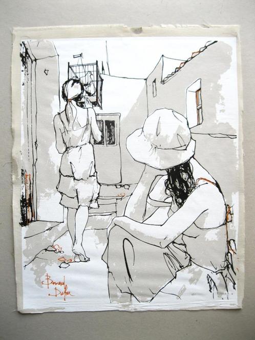 Zeefdruk vrouwen Bernard Dufour 3 stuks, Antiek en Kunst, Kunst | Litho's en Zeefdrukken, Verzenden
