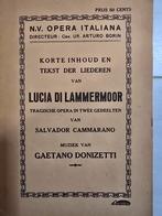Lucia di Lammermoor - Opera Italiana Boekje, Verzamelen, Ophalen of Verzenden, Gebruikt, Boek, Tijdschrift of Artikel