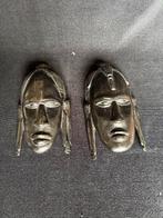 Afrikaans Houtsnijwerk Masker 2-delig, Antiek en Kunst, Ophalen