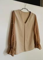 Blouse beige parels, Maat 38/40 (M), Verzenden, -, Beige