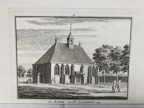 De Kerk van St. Laurens 1743, Henri Spilman, 10x7cm. Mooi!, Antiek en Kunst, Kunst | Etsen en Gravures, Ophalen of Verzenden